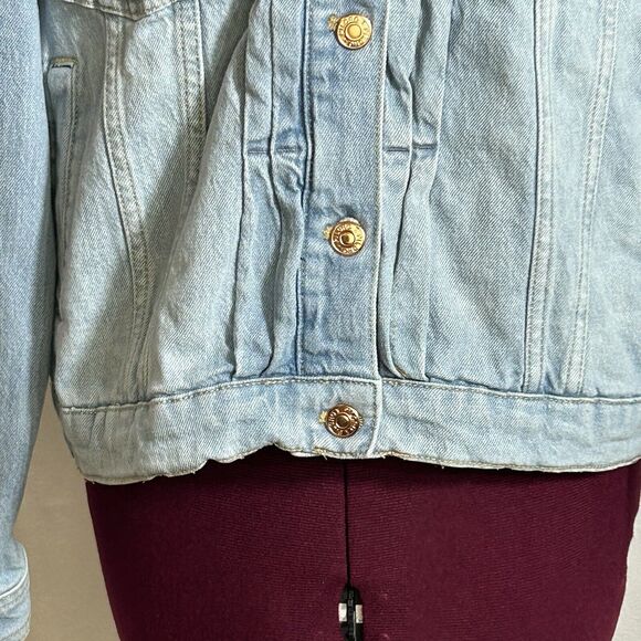 Anthropologie Pilcro Pleated Front Denim Jacket  Sz. XS Light Wash Back Buckle - Picture 11 of 16